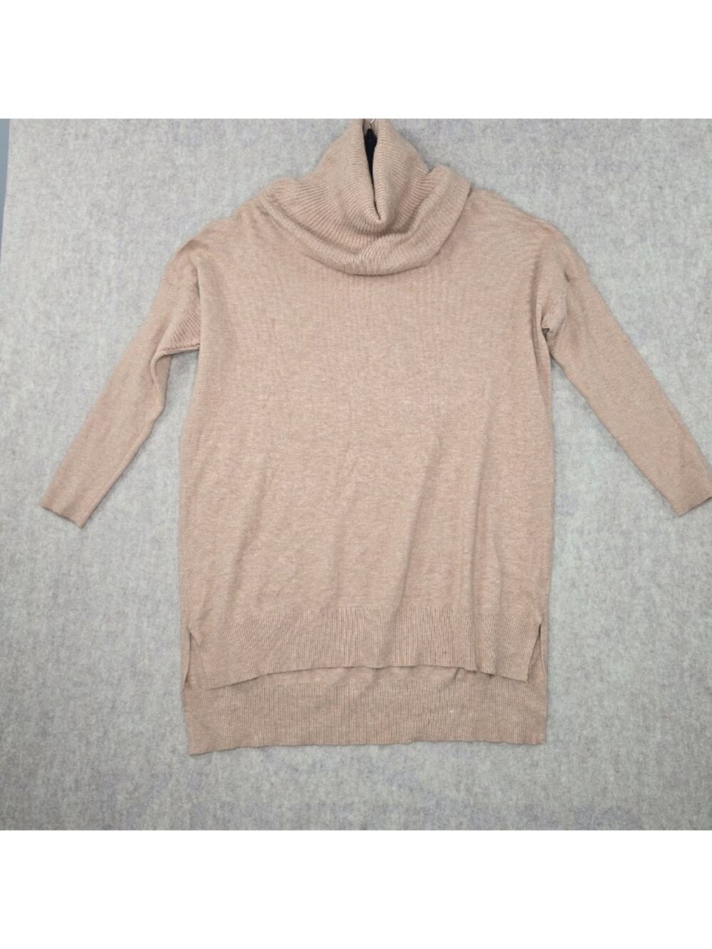 Dreamers Women's Turtleneck Tunic Sweater Beige S/M Viscose Blend Relaxed Fit